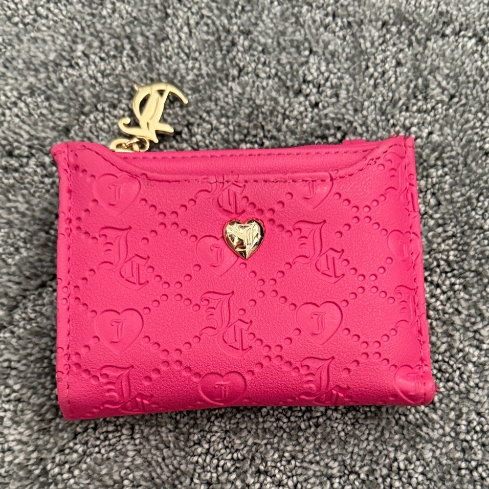 Juicy Couture Pink Embossed Wallet with Gold Charm